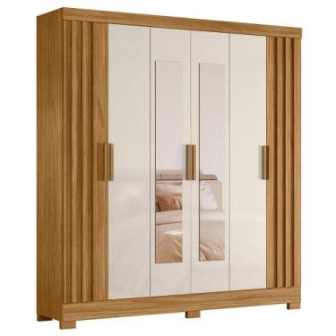 Imagem de Guarda Roupa Casal Espelho 6P 195 cm Valenca Moval, Freijo Off White