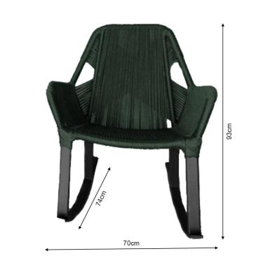 Imagem de Kit 6 Cadeiras De Balanço Athenas Corda Náutica Base Em Alumínio Preto-verde Musgo - Cor: Verde