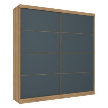 Imagem de Guarda Roupa Casal Malaga 2 Portas Capuccino Azul Acetinado - Thb