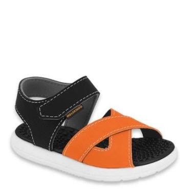 Imagem de Papete Sandália Infantil Molekinho Menino Conforto 2619.217 - Preto/Laranja - 23-Masculino