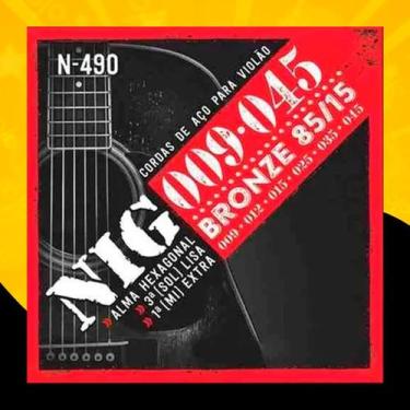 Imagem de Encordoamento Cordas Nig 09 045 Bronze Violão Aço N490 - SEM MARCA