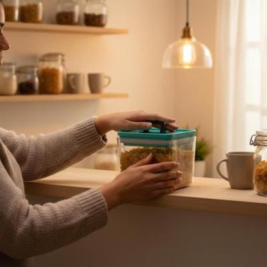 Imagem de Kit Organizador Hermético Dubai Verde Tiffany 5 Litros Pote Tampa Veda