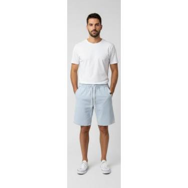 Imagem de Bermuda Masculina Cargo Jeans Com Elástico Cor:Azul-ClaroTamanho:M - E