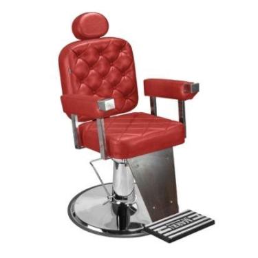 Imagem de Cadeira de Barbeiro Dubai Barber - Pé Cromado - Marri Móveis, Vermelho