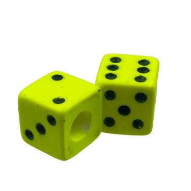 Imagem de Tampa Válvula Dado Bike Carro Moto Pneu Par Amarelo Neon-Unissex