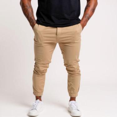 Imagem de Calça Jogger Masculina De Sarja Com Punho Cordão De Regulagem - Volgue
