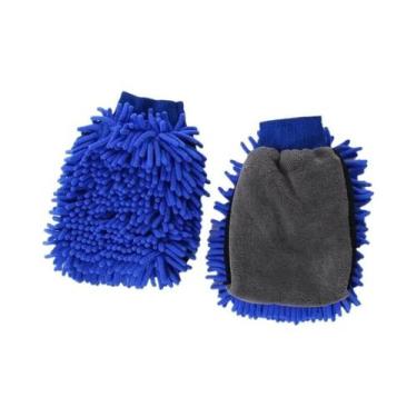 Imagem de Luva De Lavagem Automotiva De Chenille Coral Macia Antirriscos Multifu