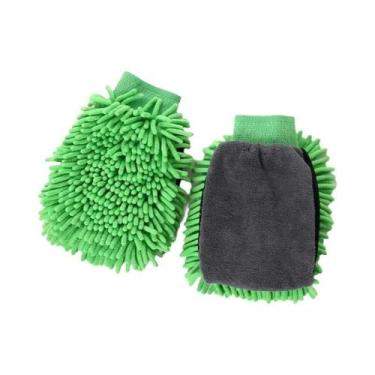 Imagem de Luva De Lavagem Automotiva De Chenille Coral Macia Antirriscos Multifu