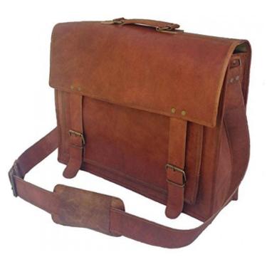 Imagem de Bolsa Carteiro Masculina Couro de Búfalo para Laptop com 16 Polegadas, Komal s Passion Leather, Marrom