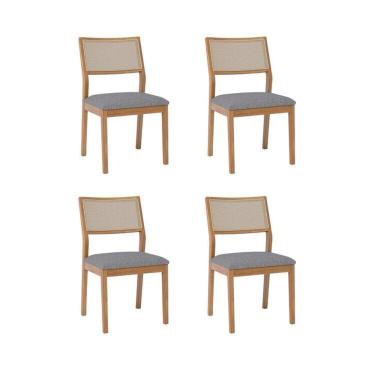 Imagem de Kit 4 Cadeiras para Sala de Jantar Estofadas Oiti Freijó/Grafite