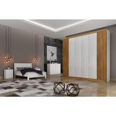 Imagem de Guarda Roupa Casal 6 Portas 6 Gavetas - Santoro Ripado-branco - Móveis Horizonte