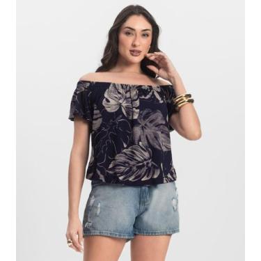 Imagem de Blusa Feminina Ciganinha Infinita Cor Azul, M, Azul