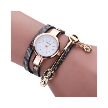 Imagem de Relógio De Pulso Feminino De Quartzo Em Couro Dourado, Casual, Com Bra