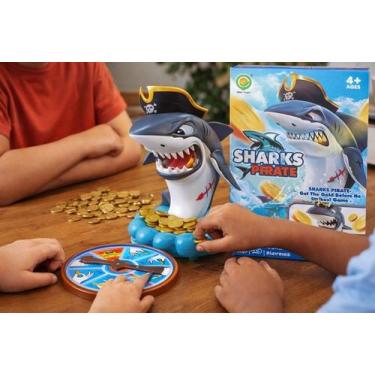 Imagem de Jogo Tubarão Pirata Infantil De Mesa Com Moedas Para 2 A 4 Jogadores -