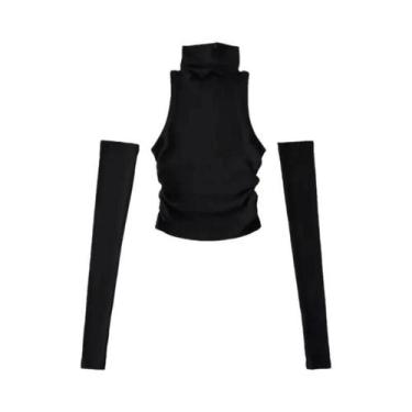 Imagem de Top Cropped Feminino Y2K Spicy Girls Com Gola Alta E Mangas Curtas, Aj