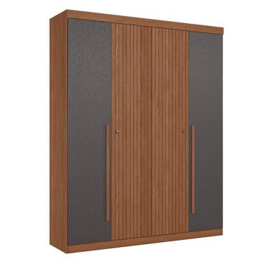 Imagem de Guarda Roupa Casal Ripado 4 Portas Buriti Jatobá Grafite Acetinado - Santos Andirá