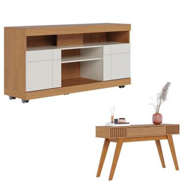 Imagem de Rack Bancada Yara Freijó Off White com Aparador Riviera Freijó  – Colibri