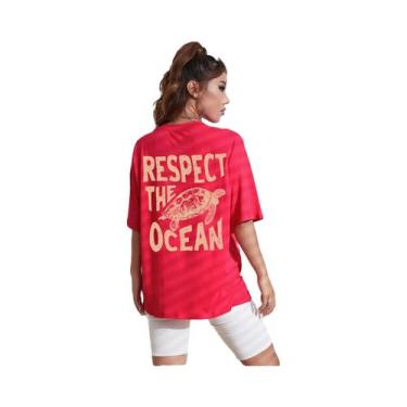 Imagem de Camiseta Feminina Verde Com Estampa De Tartaruga, Casual, Respirável, 