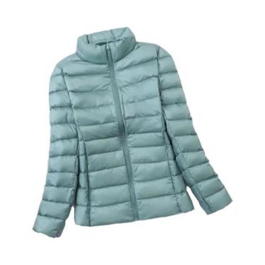 Imagem de Jaqueta Puffer Curta Com Capuz Para Mulheres Em 30 Cores, Com Enchimen