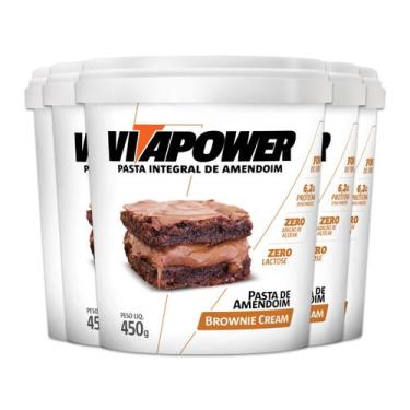 Imagem de Kit 5 Pasta de Amendoim Vitapower Brownie e Cream 450g - Vitafor