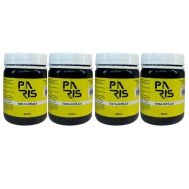 Imagem de Kit 4 Tintas Acrílicas Paris Premium 250ml  Preta