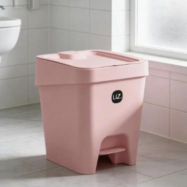 Imagem de Lixeira de Cozinha Bancada e Chão 8 Litros Resistente com Pedal Uz Pre