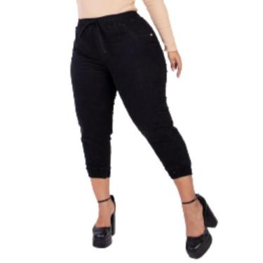 Imagem de Calça Jeans Jogger Feminina Plus Size Com Elastano Cós de Elástico Cap