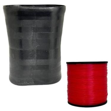 Imagem de Kit 1 Lata Oval Preta + 1000jds De Linha Nylon P/ Pipa Cor:Preto - ARV