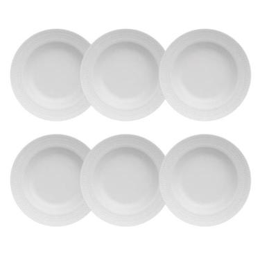 Imagem de Kit 06 Prato Fundo Relevo Chevron Branco Germer Porcelanas