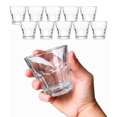 Imagem de Jogo 10 Copos Baixo De Vidro Facetado Café Dose Bar 150ml - CLICK HOUS