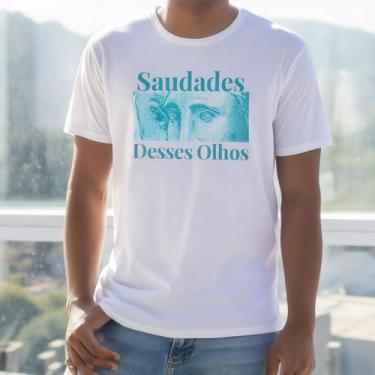 Imagem de Camisa Algodão Feminina Casual Estampa Saudade Desses Olhos Conforto E