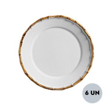 Imagem de Jogo 6 Pratos Raso De Bambu 27cm Flat Borda Grossa Scalla - CERÂMICA S