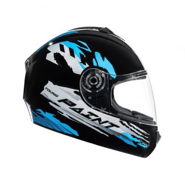 Imagem de Capacete Moto Infantil Criança Fly Young Paint, Preto Brilhante Azul
