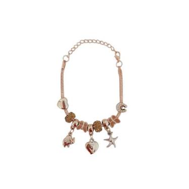Imagem de Pulseira Berloque Prateada E Dourada Feminina De Pedras - Scilla
