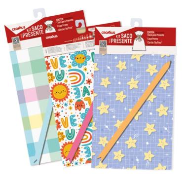 Imagem de Kit Saco de Presente Bebe 25x37cm Autosserviço 1 Unidade Estampa Colorida Cromus