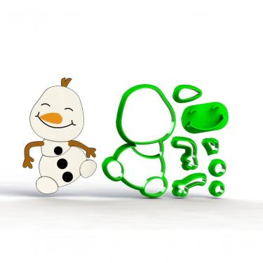 Imagem de Cortador Frozen Olaf Cute Modular Plástico PLA 8CM para Pasta Americana HB Formas e Cortadores