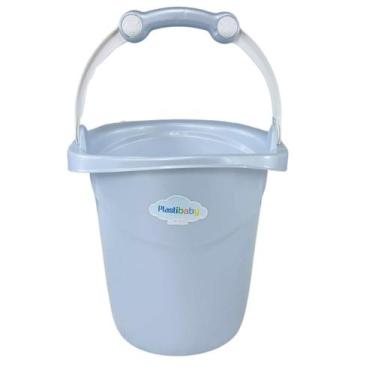 Imagem de Balde de bebe infantil azul rosa branco 11 litros plastibaby - PLASTIB
