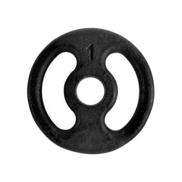 Imagem de Anilha Ferro Fundido 1,0kg Alça Lateral Anti-Corrosiva Preta Anilhas F