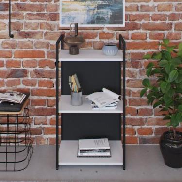 Imagem de Estante com 3 Prateleiras 84x45x33cm com Fundo Yon Branco/Preto - Meta