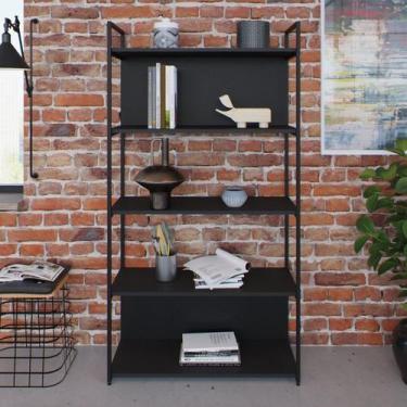 Imagem de Estante com 5 Prateleiras 152cm x 80cm x 33cm com Fundo Yon Preto - Me