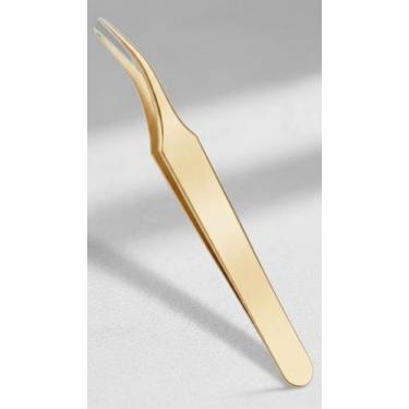 Imagem de Pinça Fina Curvada Extra Precisão 12cm Aço Inox Dourado - Congratulati