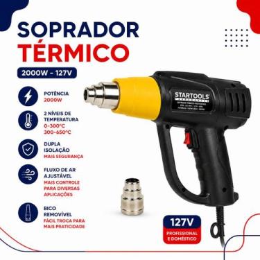 Imagem de Soprador Térmico 2000w Profissional 650c 2 Estágios Potente - STARTOOL