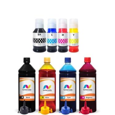 Imagem de Refil e 4 Tinta Compatível Para Canon G2160 de 1 Litro - Toner Vale