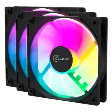 Imagem de Kit 3x Cooler Fan Lumen Kalkan 120mm RGB 1500RPM 10 LEDs Preto