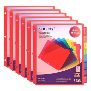 Imagem de Divisores de fichário SUQJOY - 48 unidades com 8 abas multicoloridas
