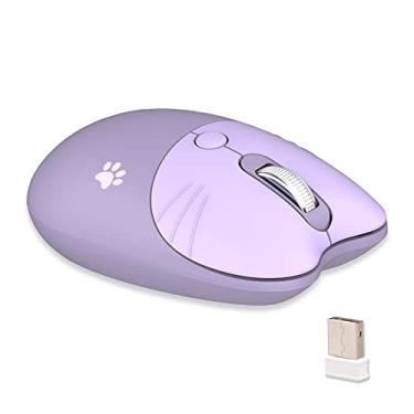 Imagem de Mouse sem-fio, M3 2.4G Mouse Sem Fio Ergonômico Ratos de Escritório 3 engrenagens DPI Ajustável Auto Sleep Baixo Ruído para Computador Desktop Laptop Roxo