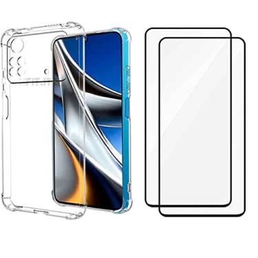 Imagem de Kit Capa Anti Queda + 2x Películas 5D 9D Cerâmica Compatível com Xiaomi Poco X4 Pro 5G