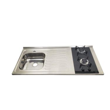 Imagem de Pia Fogão Gás 2 bocas Fabrinox 120x55cm, cuba esquerda e furo para torneira
