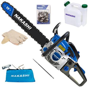 Imagem de Motosserra Profissional Nakashi NCS-550 54,6cc 2 Tempos Com Corrente de 78 Elos e Freio de Segurança Para trabalho Pesado em Sítios