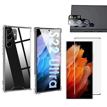 Imagem de Kit Capa Air Bag, Película de Cerâmica 9D e Lente da Câmera Para Galaxy S22 Ultra 5G - Blance